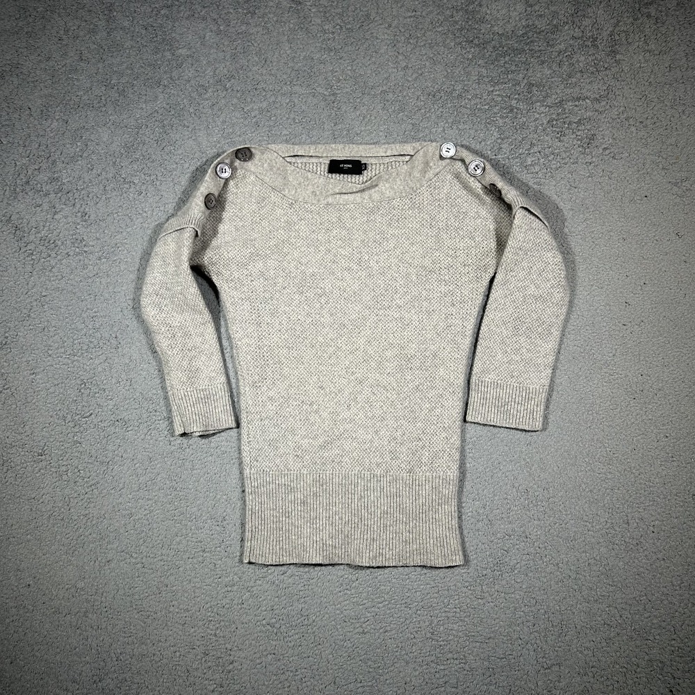 ET VOUS Women's  Cashmere Sweater XS Gray Crew Neck  Long Sleeve #2986